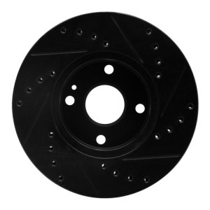 Mazda Miata Brake Rotor (1) - Front Left - R1 Concepts - Drilled & Slotted - Black - `94-`02